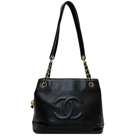 Chanel Chain Shoulder Black Gold Soft Caviar Stitch Ball Leather - Picture 1 of 7